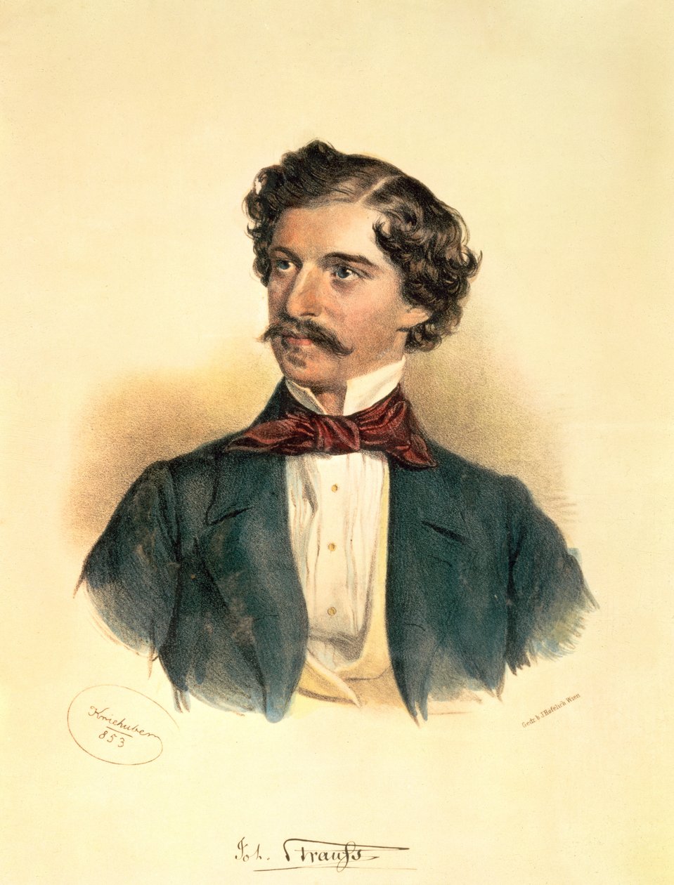 Johann Strauss the Elder (1804-49) (yıkamalı çizim) by Josef Nikolaus Kriehuber