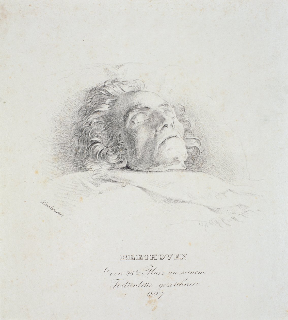 Ludwig van Beethoven (1770-1827) on his deathbed, 28th March 1827  by Josef Danhauser