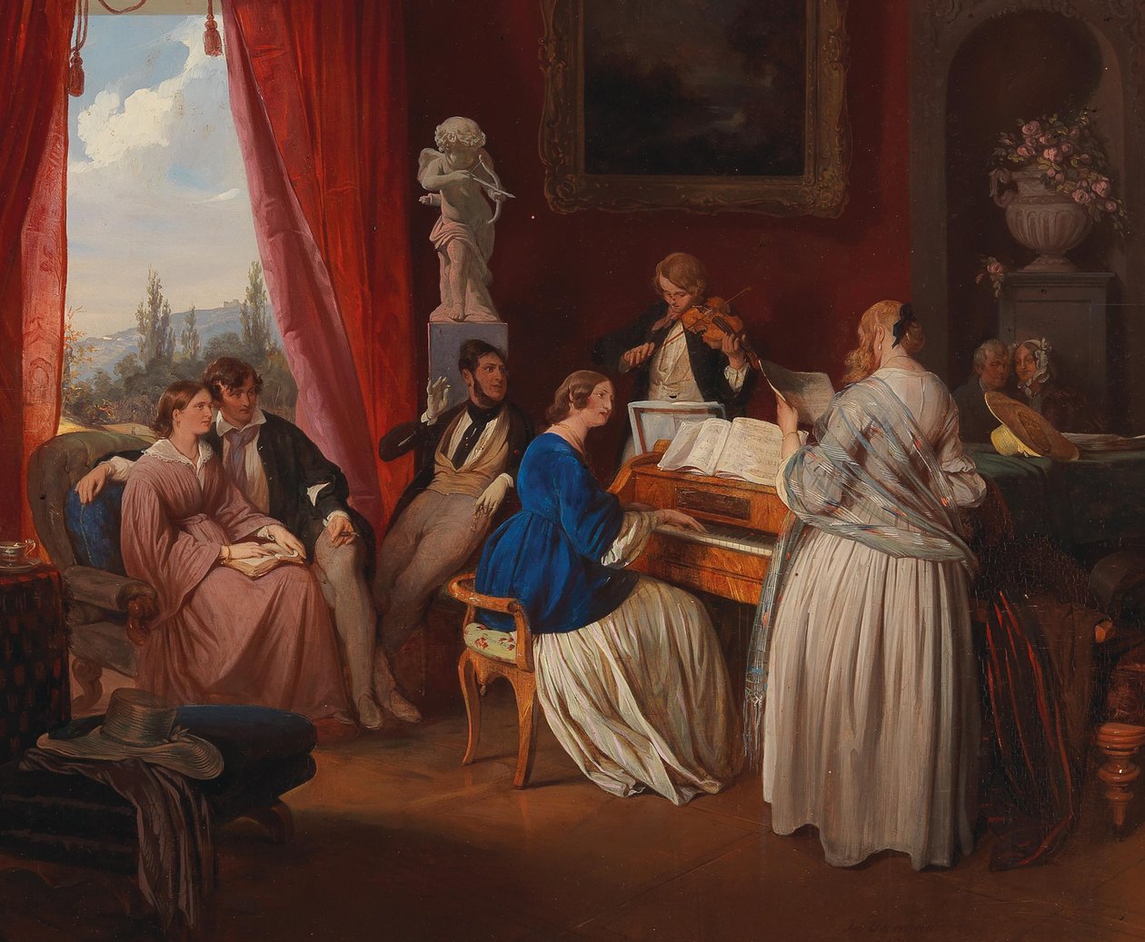 Aile Konseri, 1841. by Josef Danhauser