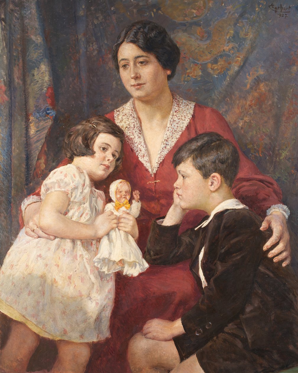 Bayan Hirsch, çocukları ile by Josef Engelhart