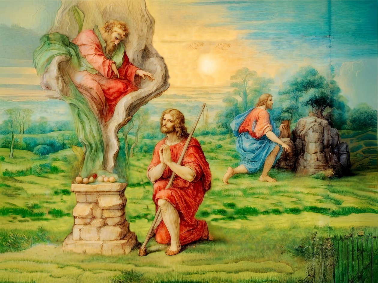 A1_Genesis_12- Kabil ve Habil fedakarlık ediyor by Josef Johann Michel