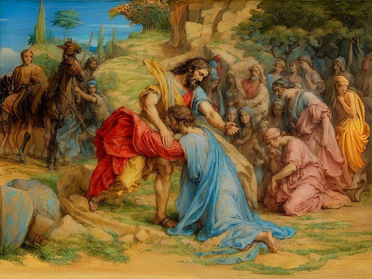 A1_Genesis_37-Yakup ve Esav Yeniden Bir Araya Geliyor by Josef Johann Michel