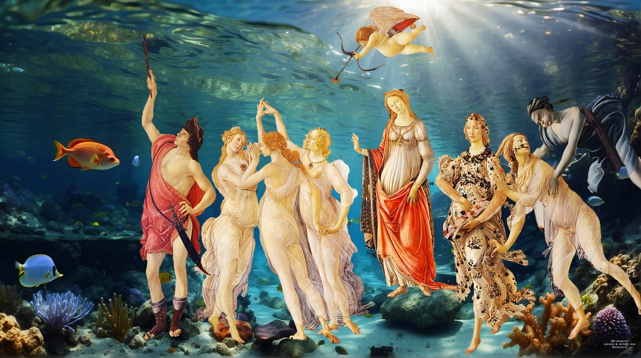 JJM-recreate_Botticelli-S_La Primavera_underwater by Josef Johann Michel