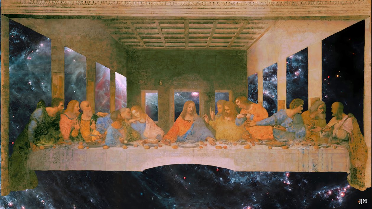 JJM-yeniden yarat: Leonardo da Vinci_Son Akşam Yemeği+JWST by Josef Johann Michel