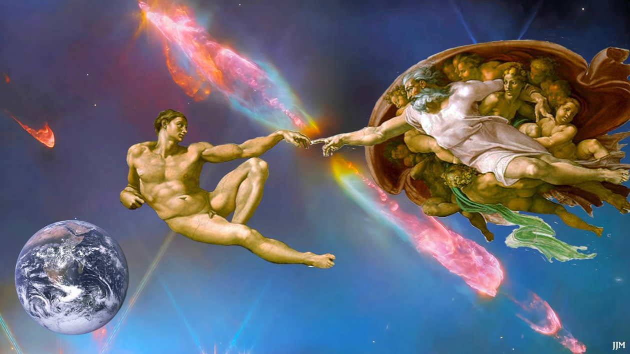 JJM-yeniden yarat: Michelangelo_Adem#39;in Yaratılışı+JWST by Josef Johann Michel