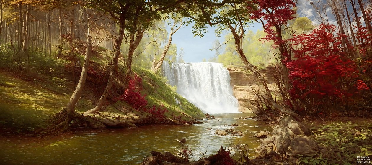 JJM, Bierstadt-A'yı yeniden yaratıyor: Minnehaha Falls by Josef Johann Michel