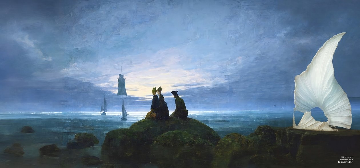 JJM, Friedrich-CD'yi yeniden yaratıyor: Denizin üzerinde ayın doğuşu (sessiz görüntüleyici) by Josef Johann Michel