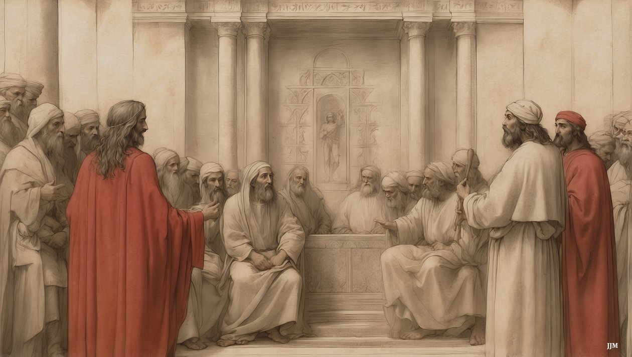 İsa_Yahudilerin yüksek konseyi önünde suçlandı_01 by Josef Johann Michel