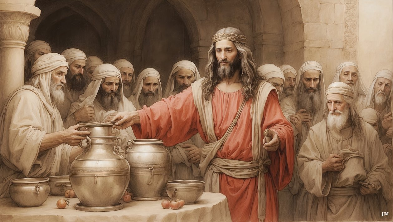 Jesus_hizmetçilere Kenan#39;ın su testisi düğününü doldurmalarını söylüyor_01 by Josef Johann Michel