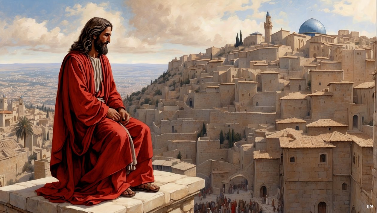 Jesus_şeytan tarafından tapınağın zirvesine yerleştirildi - düşmek_02 by Josef Johann Michel