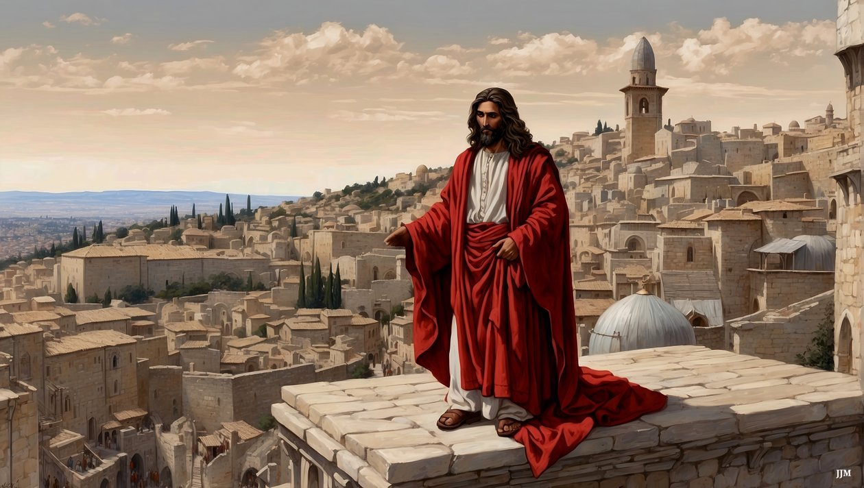 Jesus_şeytan tarafından tapınağın zirvesine yerleştirildi - düşmek_03 by Josef Johann Michel