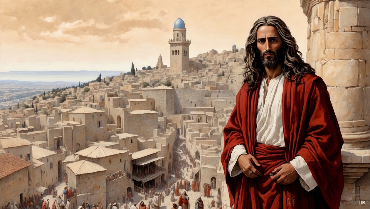 Jesus_şeytan tarafından tapınağın zirvesine yerleştirildi - düşmek_04 by Josef Johann Michel