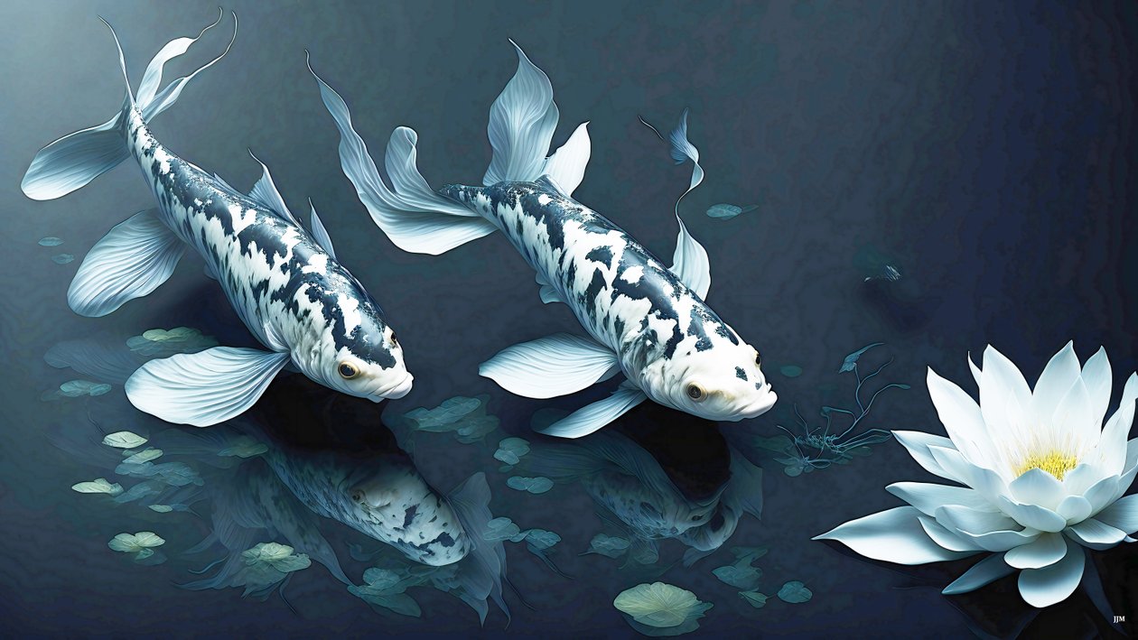 mürekkeple boyama: Koi-Karpfish_beyaz mermer_02 by Josef Johann Michel