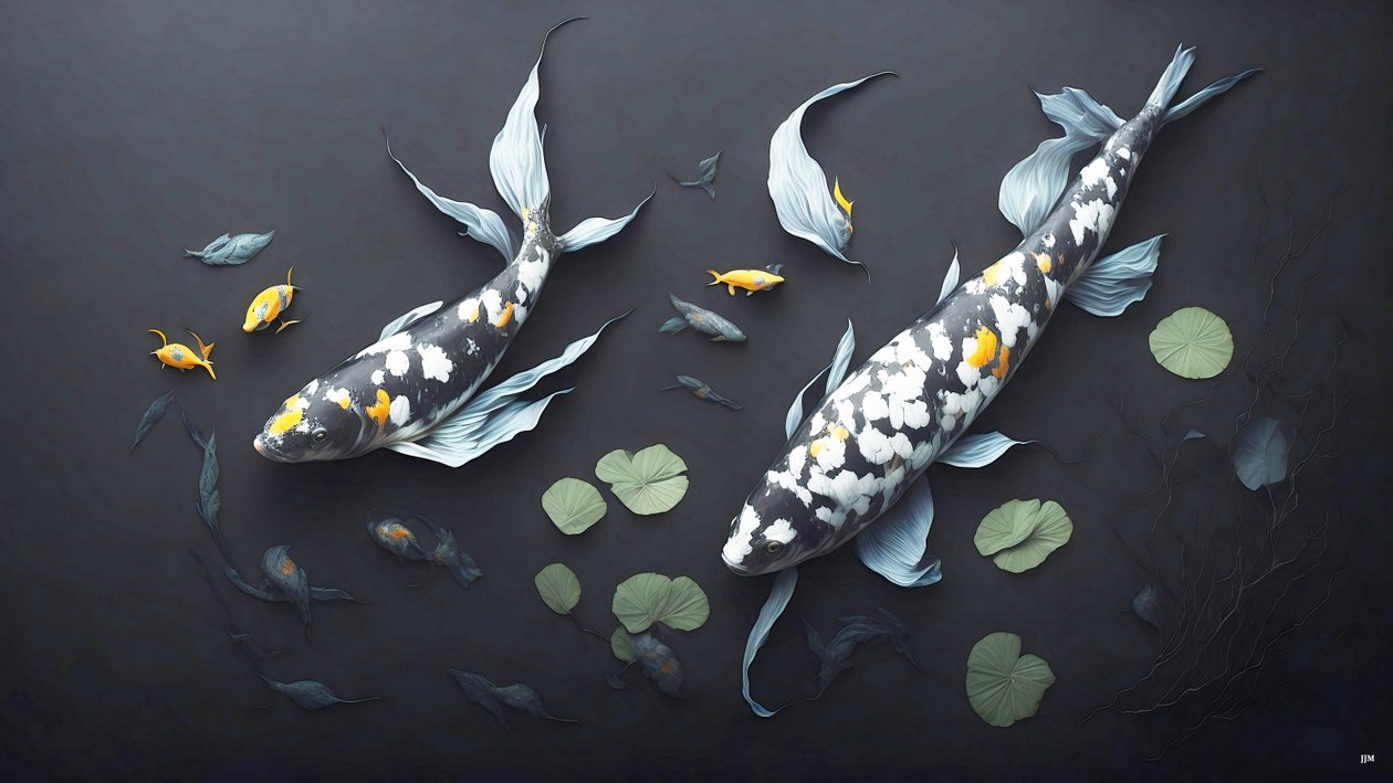 mürekkeple boyama: Koi-Karpfish_white mermer_05 by Josef Johann Michel