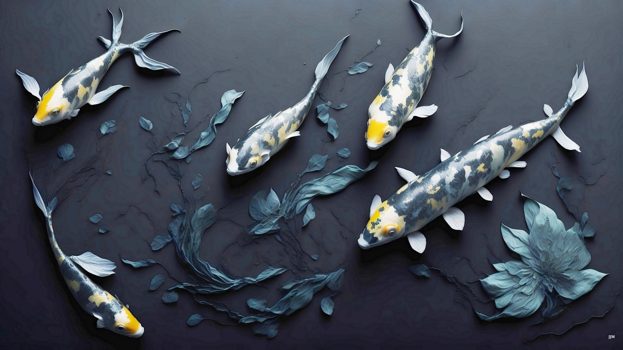 mürekkeple boyama: Koi-Karpfish_yellow_01 by Josef Johann Michel