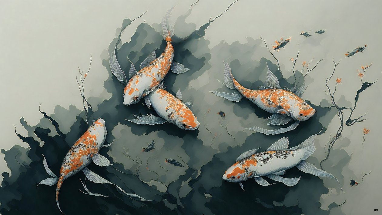 mürekkeple boyama: Koi sazan balığı_03 by Josef Johann Michel