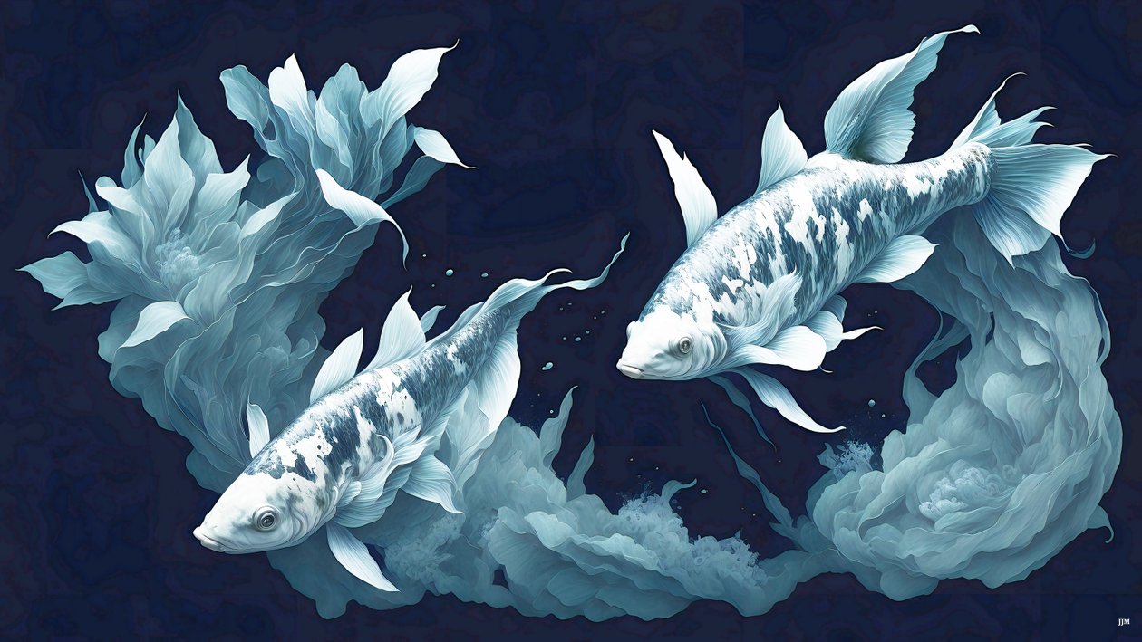 ink_painting_Koi-Karpfish_beyaz mermer_04 by Josef Johann Michel
