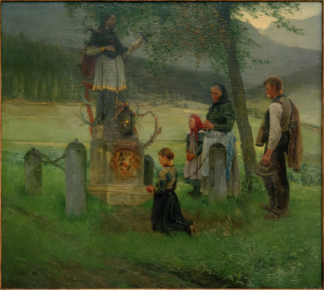 Oyunda Nepomuk heykeli önünde bağlılık by Josef Kinzel