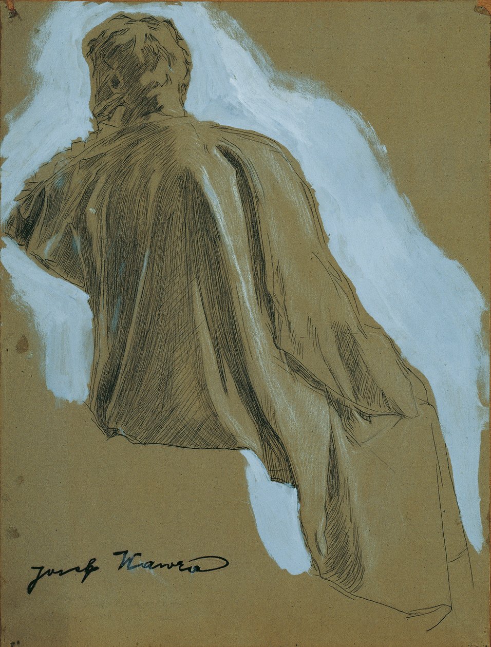 Oturan Adam (Perdelik Çalışması) by Josef Wawra