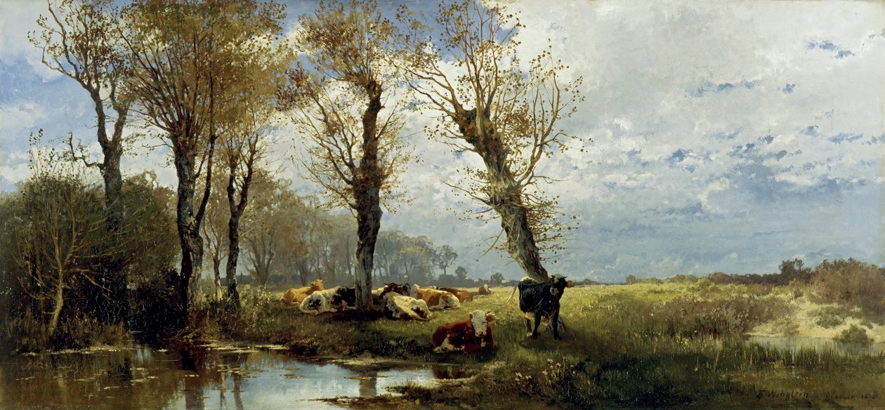 Sığır sürüsü ile manzara by Josef Wenglein
