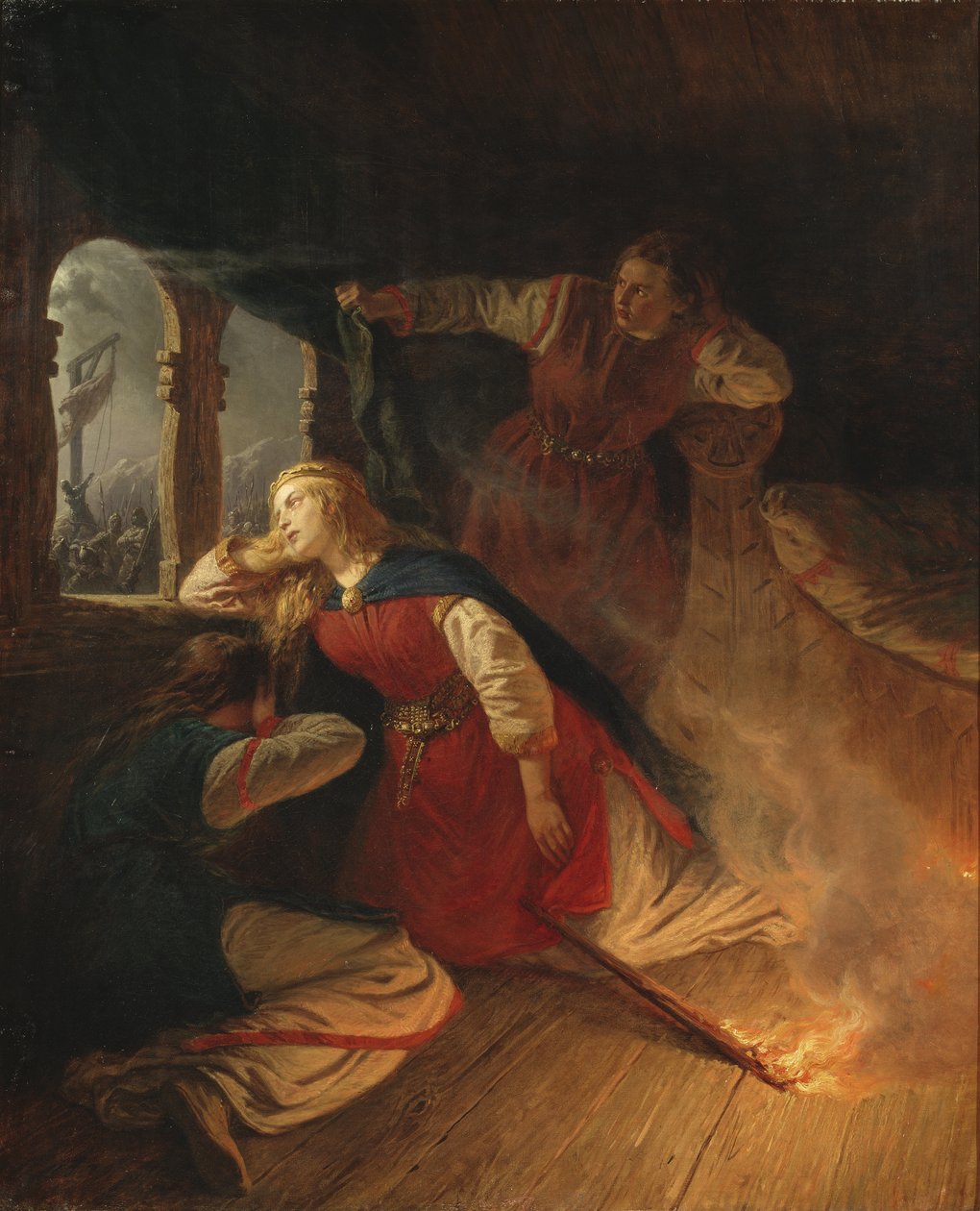 Hagbard et Signy - Hagbard ve Signy, Wallander, Josef Wilhelm (1821-1888). Tuval üzerine yağlıboya by Josef Wilhelm Wallander