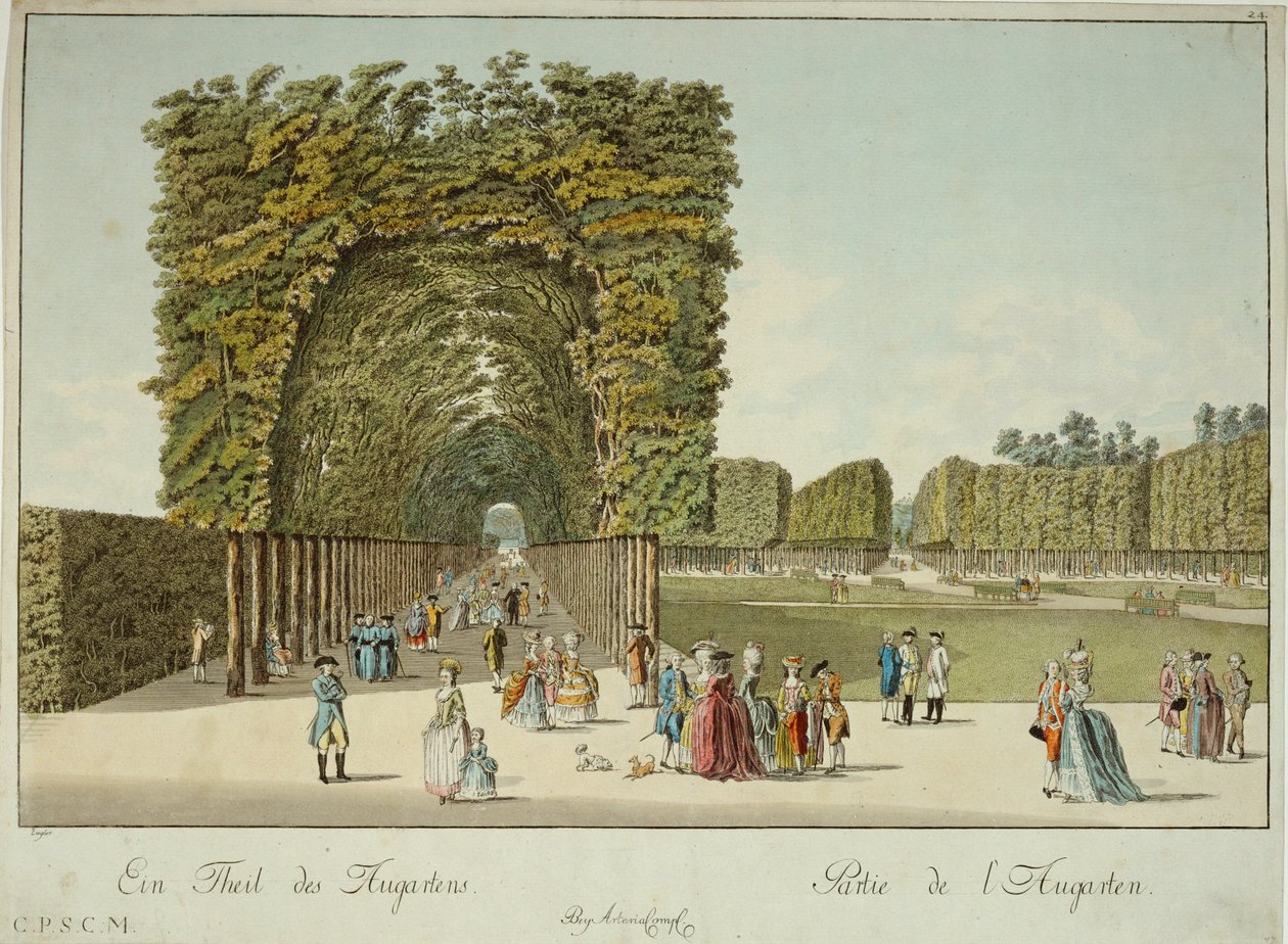 Augarten parkının bir bölümü, İmparator Joseph II tarafından halka açıldı ... (gravür) by Josef Ziegler