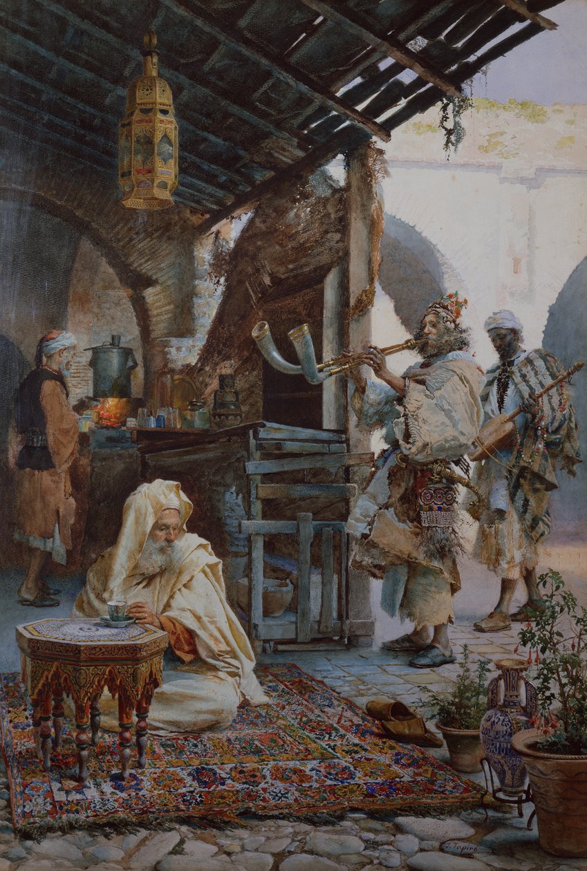 Nubian Müzisyenler (suluboya) by Josep Tapiro Baro