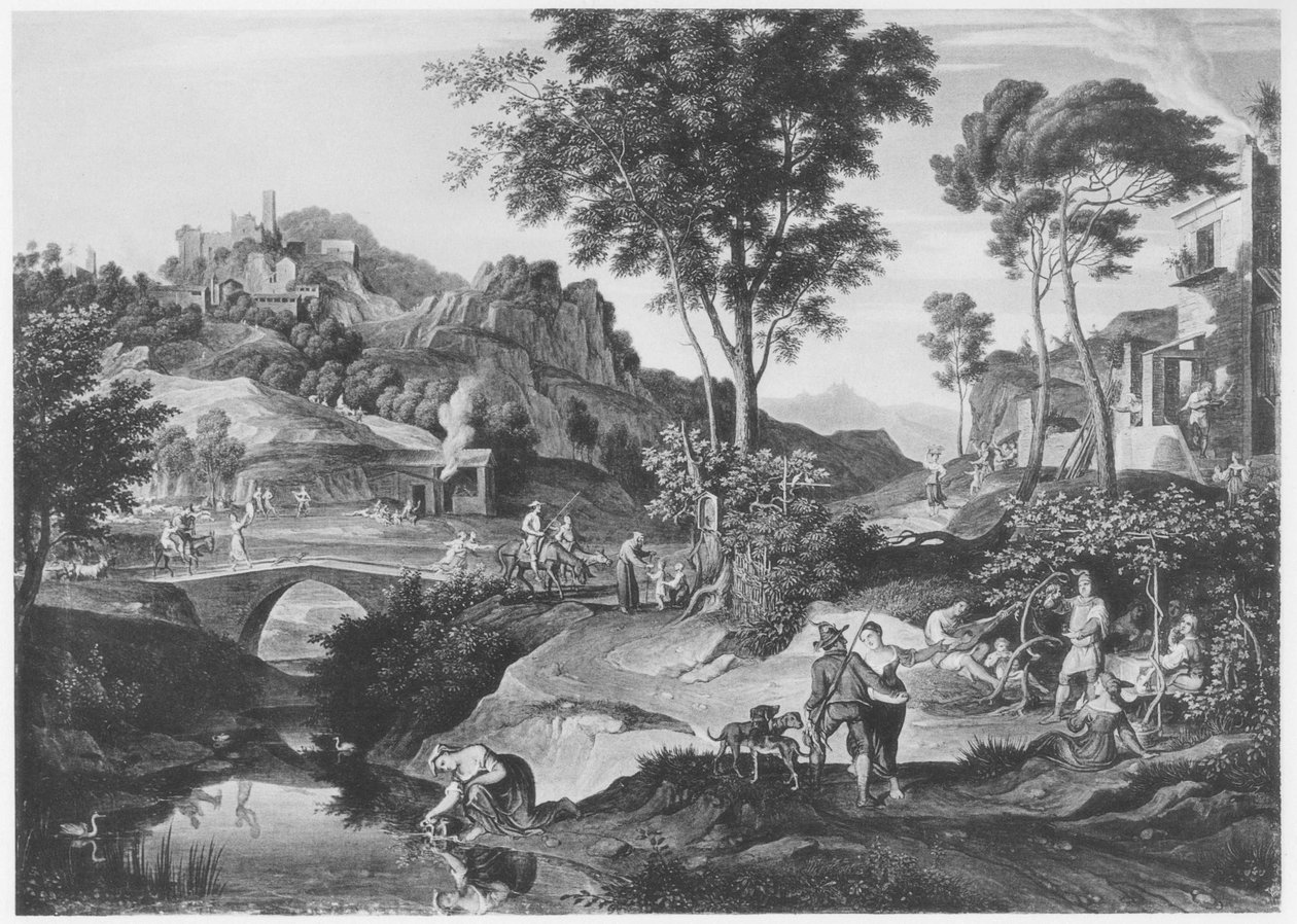 Don Kişot ile İtalyan manzara by Joseph Anton Koch