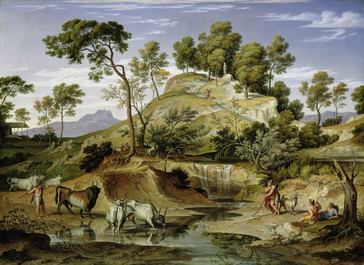 Çobanlar ve İneklerle Manzara ve İlkbaharda, 1832-34 by Joseph Anton Koch