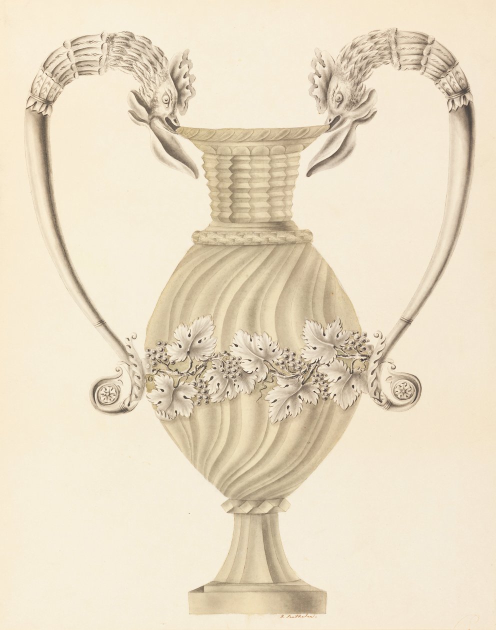 Silver Mounts ile Kristal Urn için Tasarım by Joseph Anton Seethaler Ii