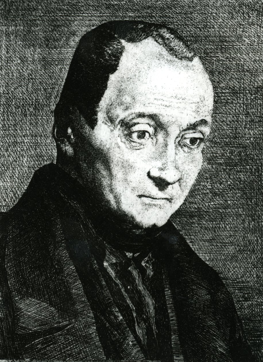 Auguste Comte, Felix Bracquemond tarafından kazınmış, 1851 by Joseph Benoit Guichard