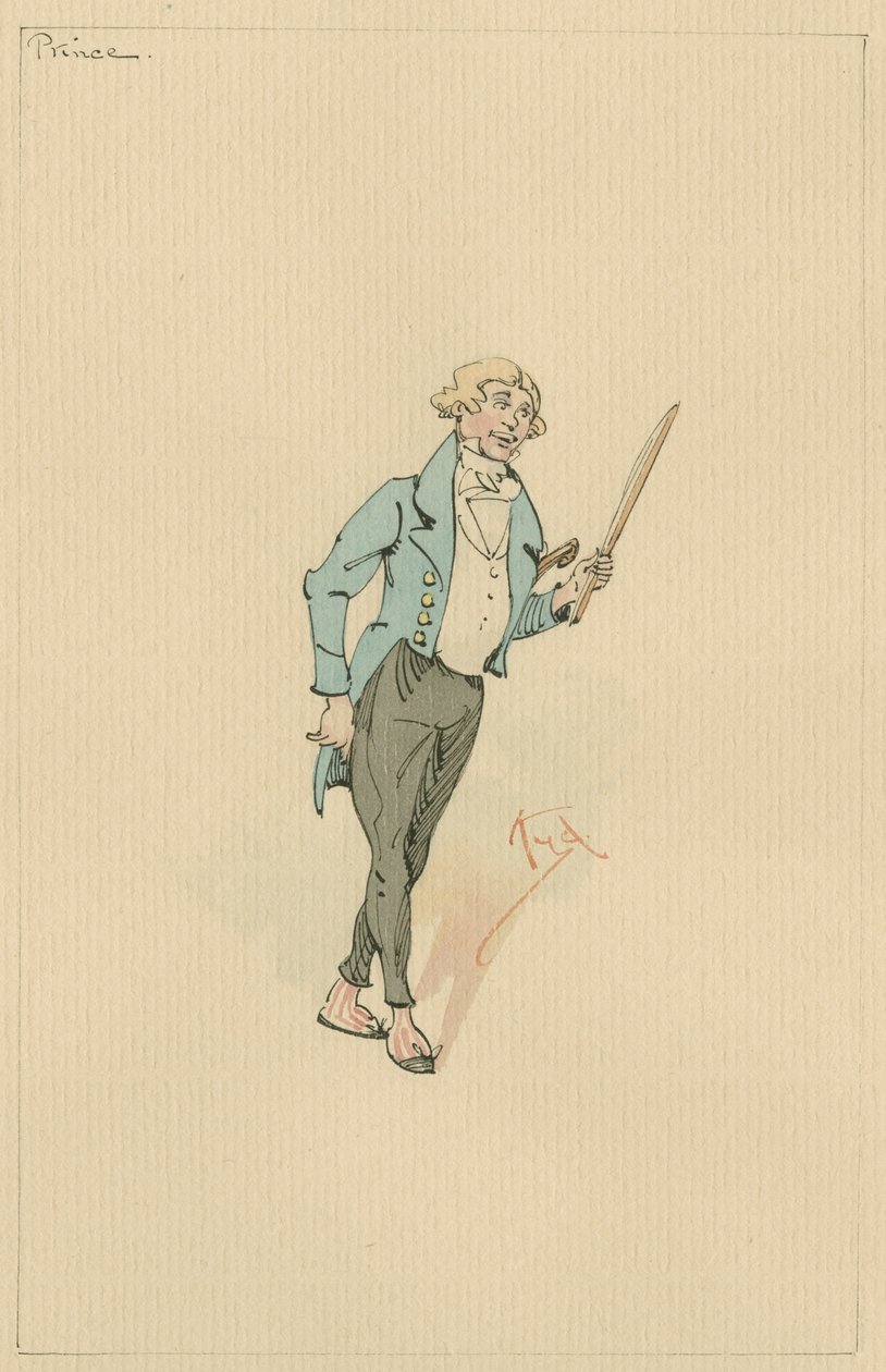 Prince Turveydrop, c.1920s (pen und ink with wc on paper) by Joseph Clayton Clarke