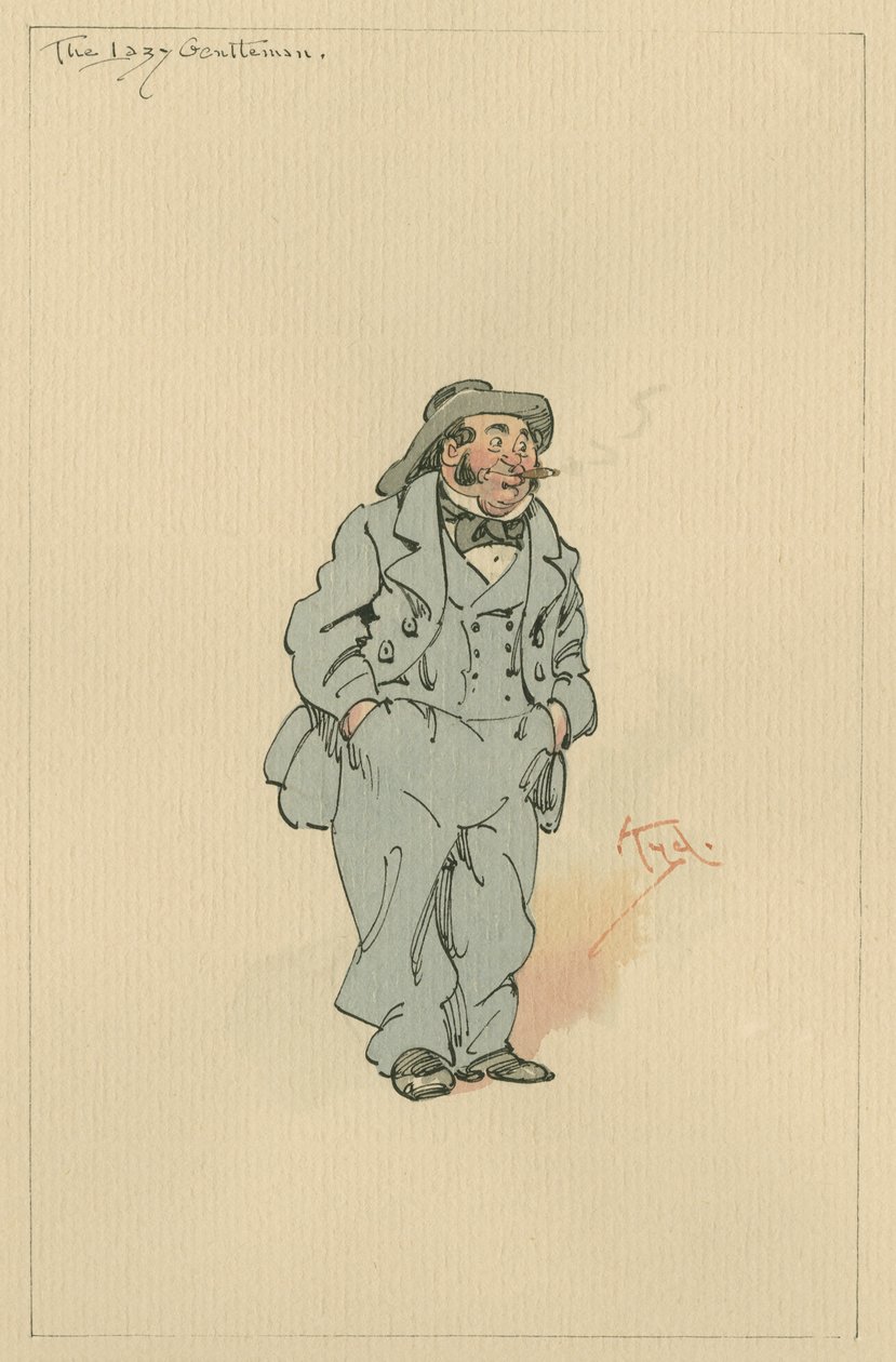 The Lazy Gentleman, c.1920s (pen und ink with wc on paper) by Joseph Clayton Clarke