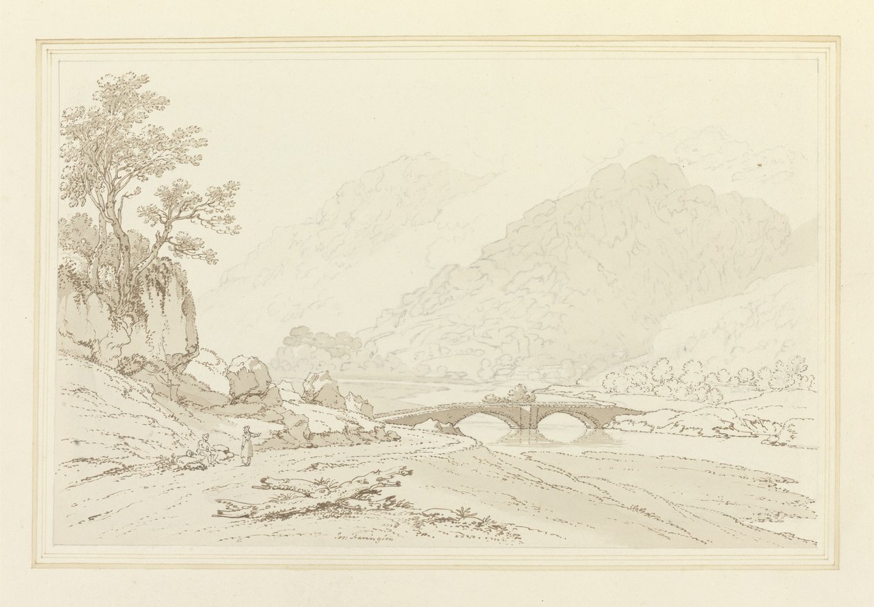 The Grange of Borrodale (dokuma kağıt üzerinde grafit üzerinde wc ile kalem ve mürekkep) by Joseph Farington