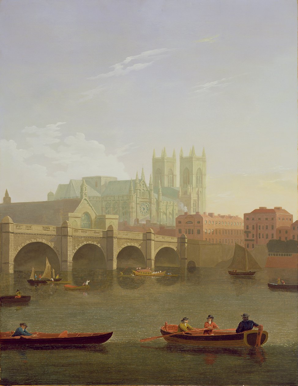 Westminster Abbey ve Westminster Köprüsü, Güneyden Görünüyor, 1794 by Joseph Farington