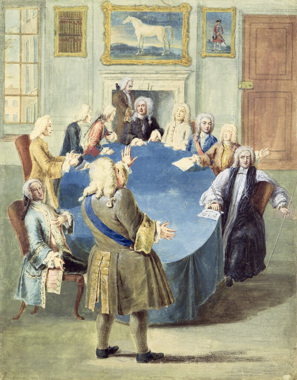 Sir Robert Walpole kabinesine hitap ederken by Joseph Goupy