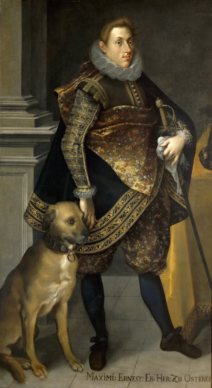 Bir av köpeği ile Arşidük Maximilian Ernst (1583-1616) by Joseph Heintz the Elder