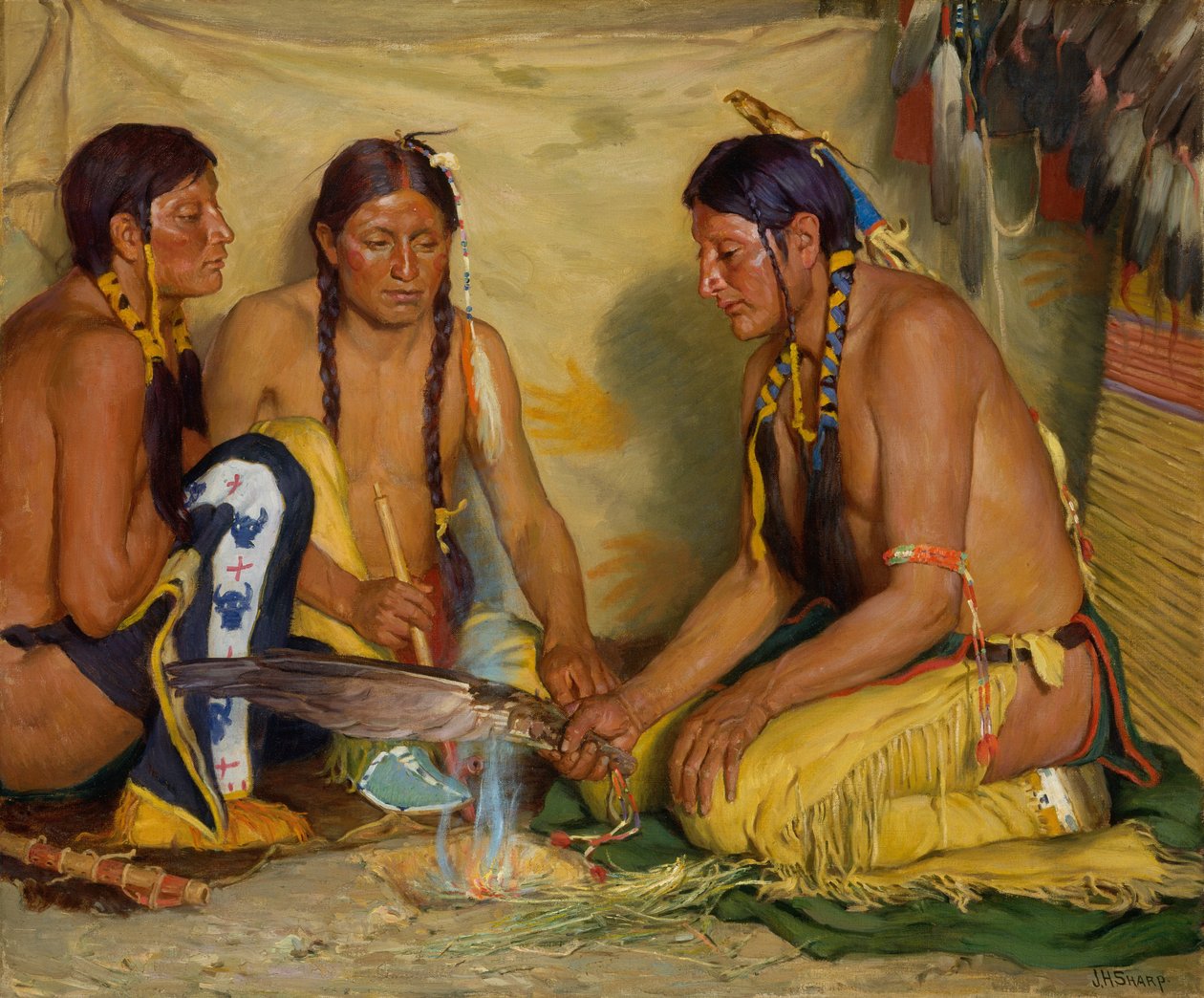 Tatlı Çim İlaç Yapımı, Karaayak Töreni by Joseph Henry Sharp