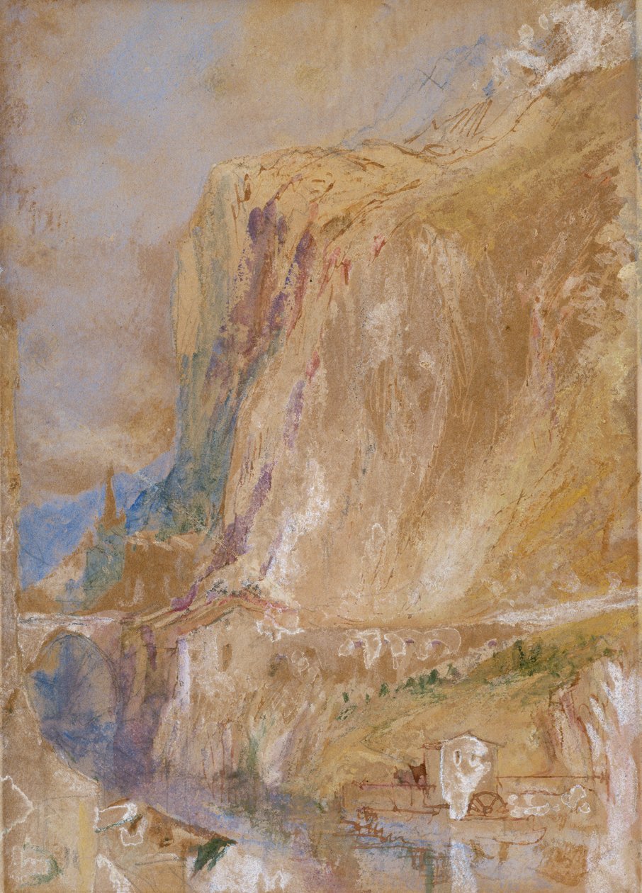 Alplerde Bir Vadi, c.1843 (kalem, wc, tükenmez kalem ve kahverengi mürekkep, kağıt üzerinde gövde rengiyle artırılmış) by Joseph Mallord William Turner