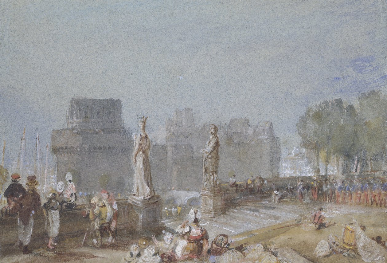 Château de Nantes, c. 1830 (kalem ve kahverengi ve siyah mürekkeple suluboya ve gövde rengi) by Joseph Mallord William Turner