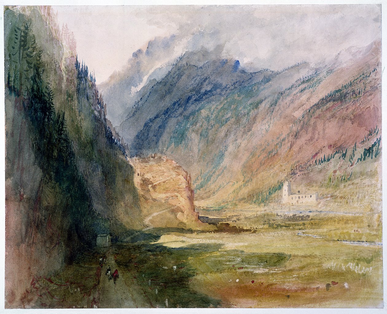 Couvent du Bonhomme, Chamonix, c.1836-42 (kağıda kazıma ile wc) by Joseph Mallord William Turner