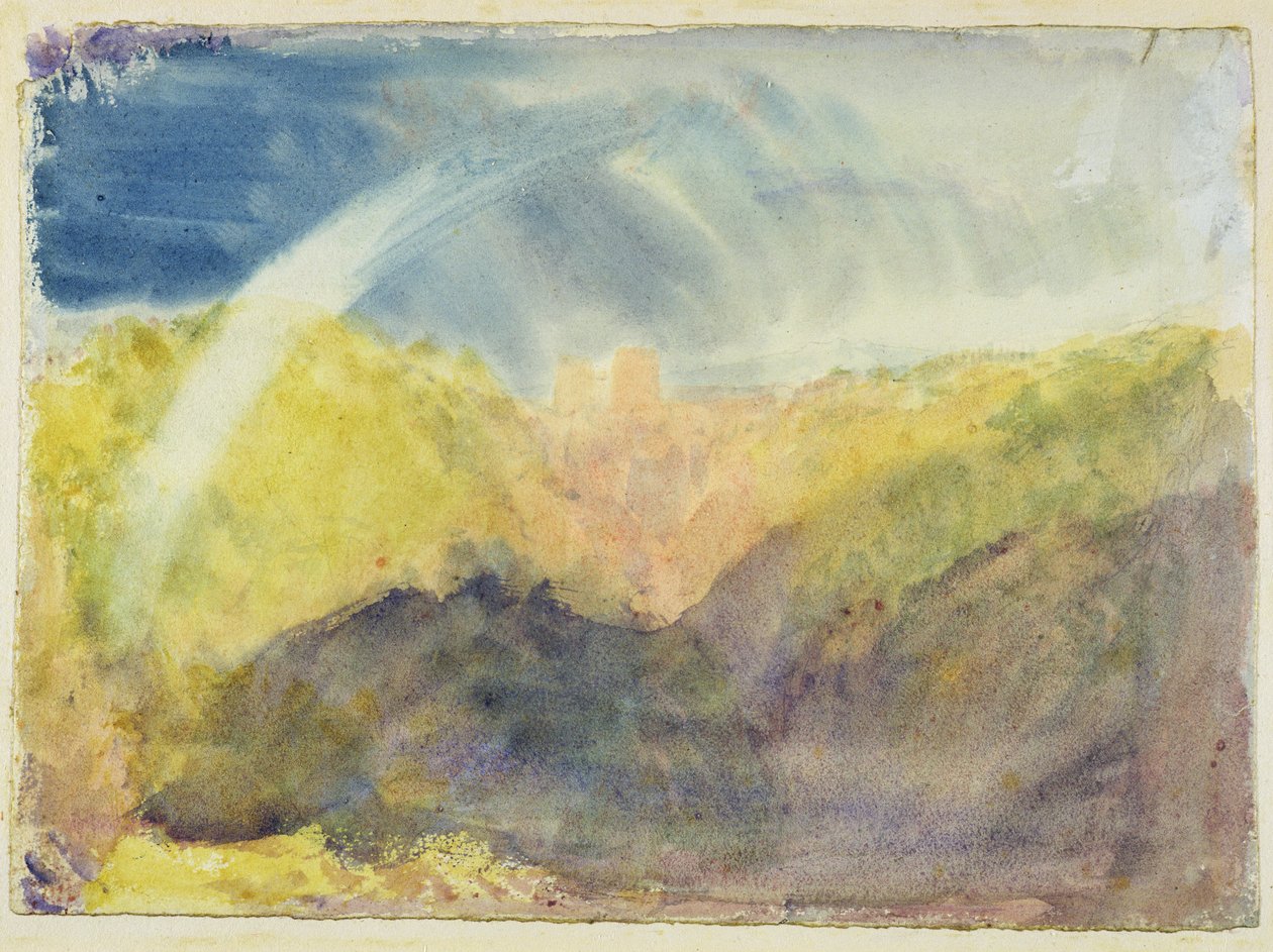 Crichton Kalesi (Gökkuşağı ile Dağ Manzarası) c.1818 (dokuma kağıt üzerinde grafit üzerinde wc) by Joseph Mallord William Turner