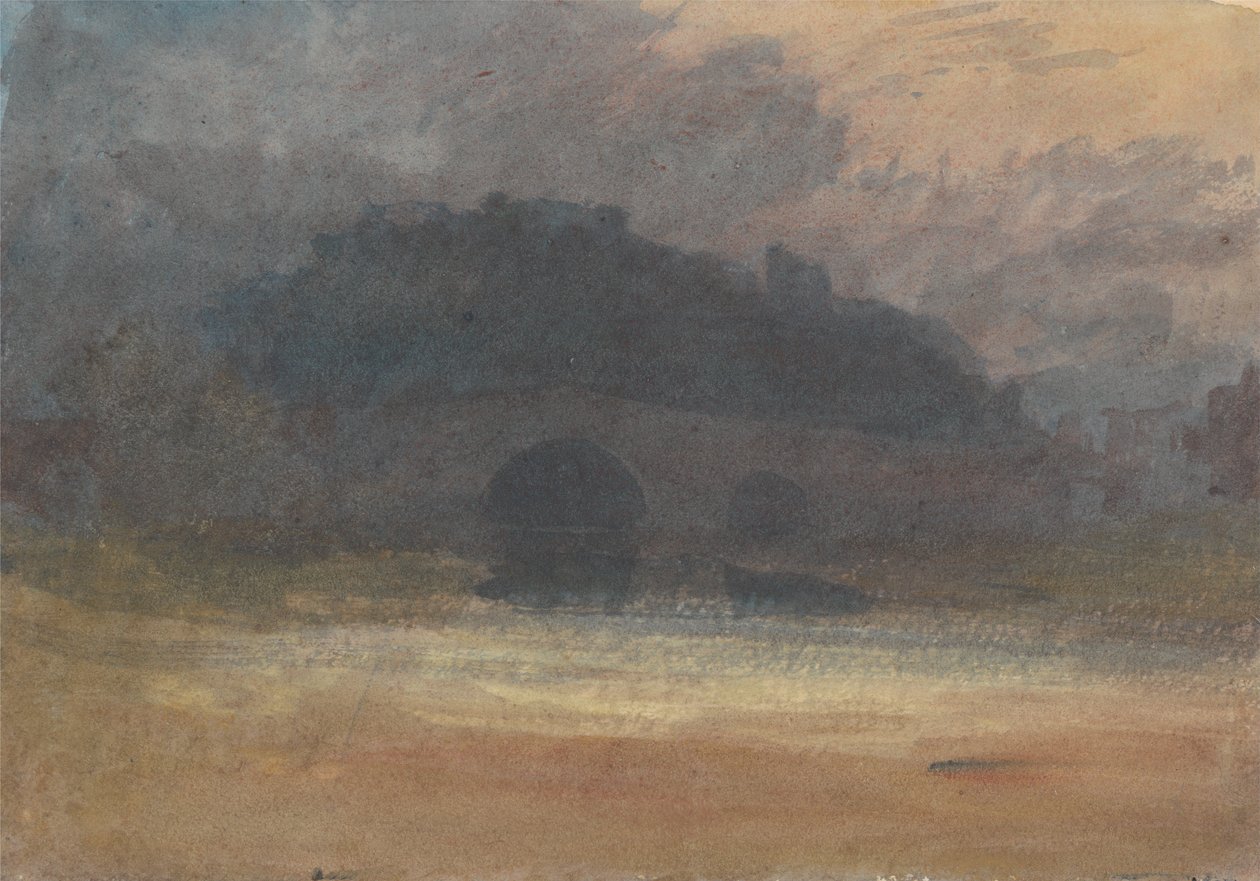 Yorkshire Kalesi ve Köprüsü ile Akşam Manzarası by Joseph Mallord William Turner