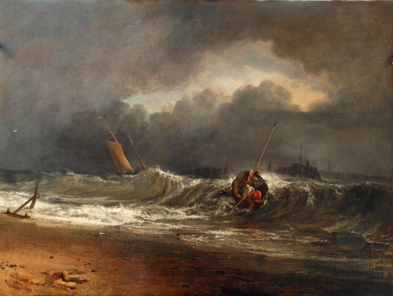 Fırtınalı havalarda bir rüzgaraltı kıyısındaki balıkçılar by Joseph Mallord William Turner