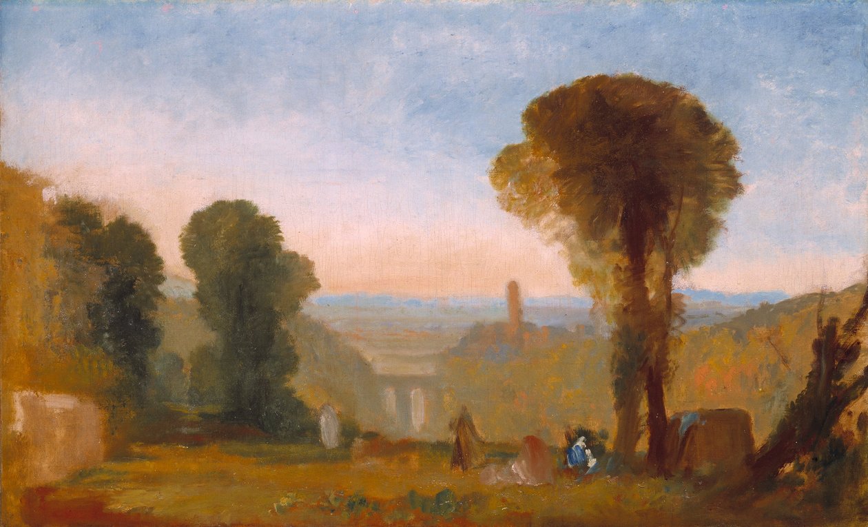 Köprü ve Kule ile İtalyan Manzarası by Joseph Mallord William Turner