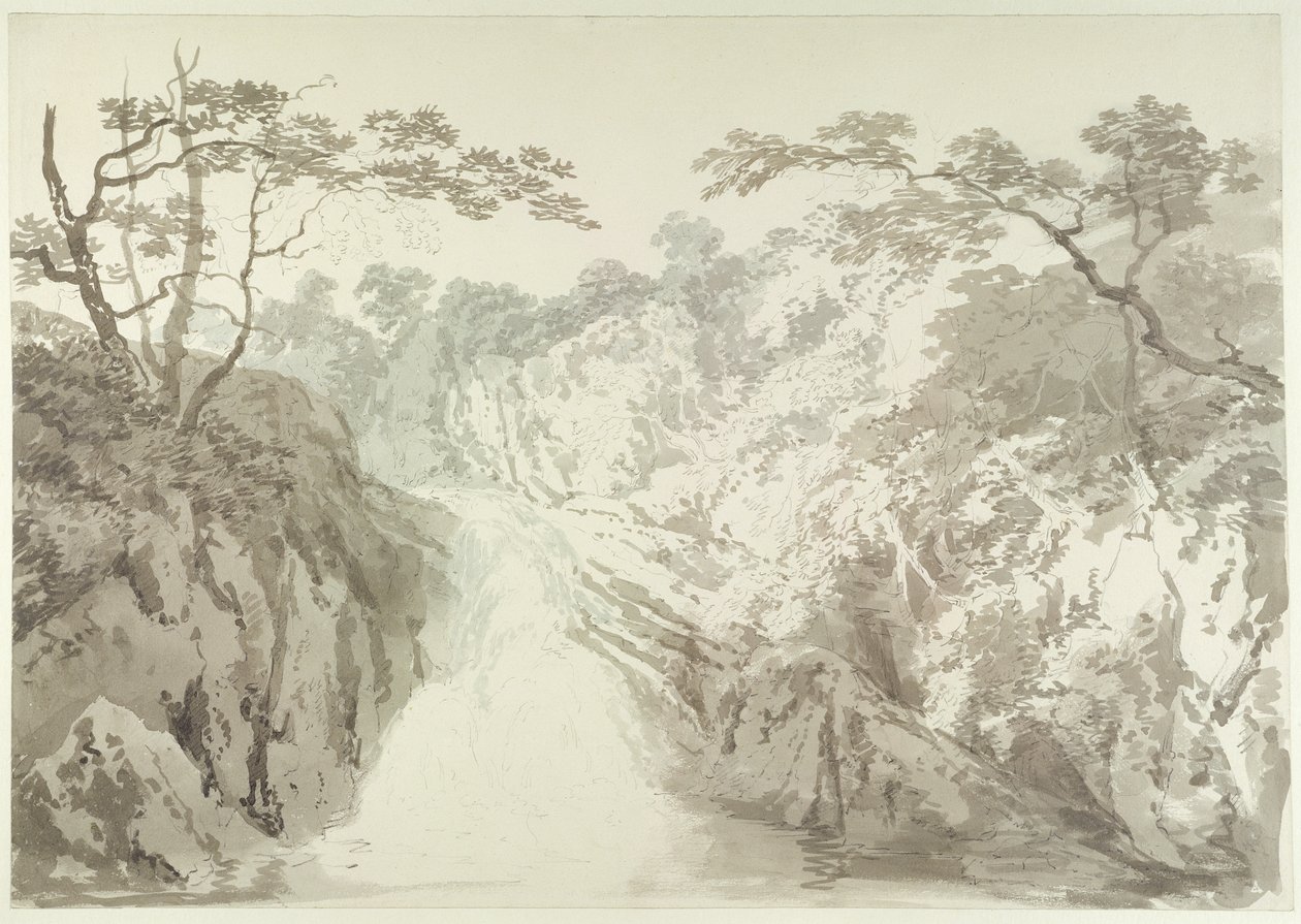 Şelaleli Manzara, c.1796 (grafit ve kağıt üzerinde yıkama) by Joseph Mallord William Turner