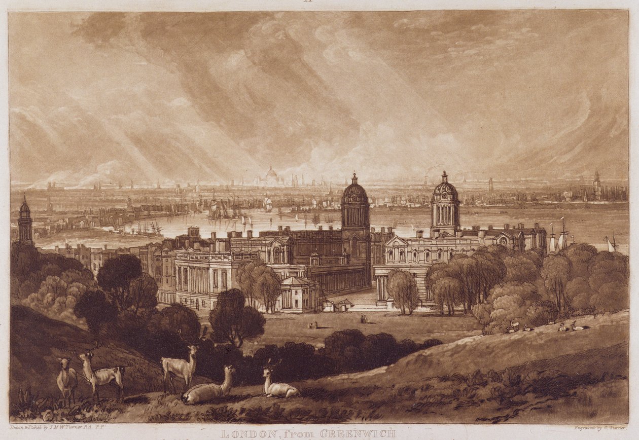 London from Greenwich, engraved by Charles Turner (1773-1857) 1811  by Joseph Mallord William Turner