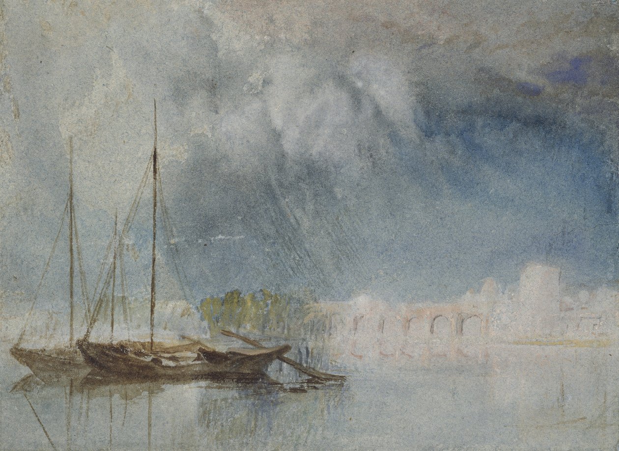Nantes: Pont Pirmil, c. 1830 (gövde rengi ve tükenmez kalem ve kahverengi mürekkeple sulu boya) by Joseph Mallord William Turner