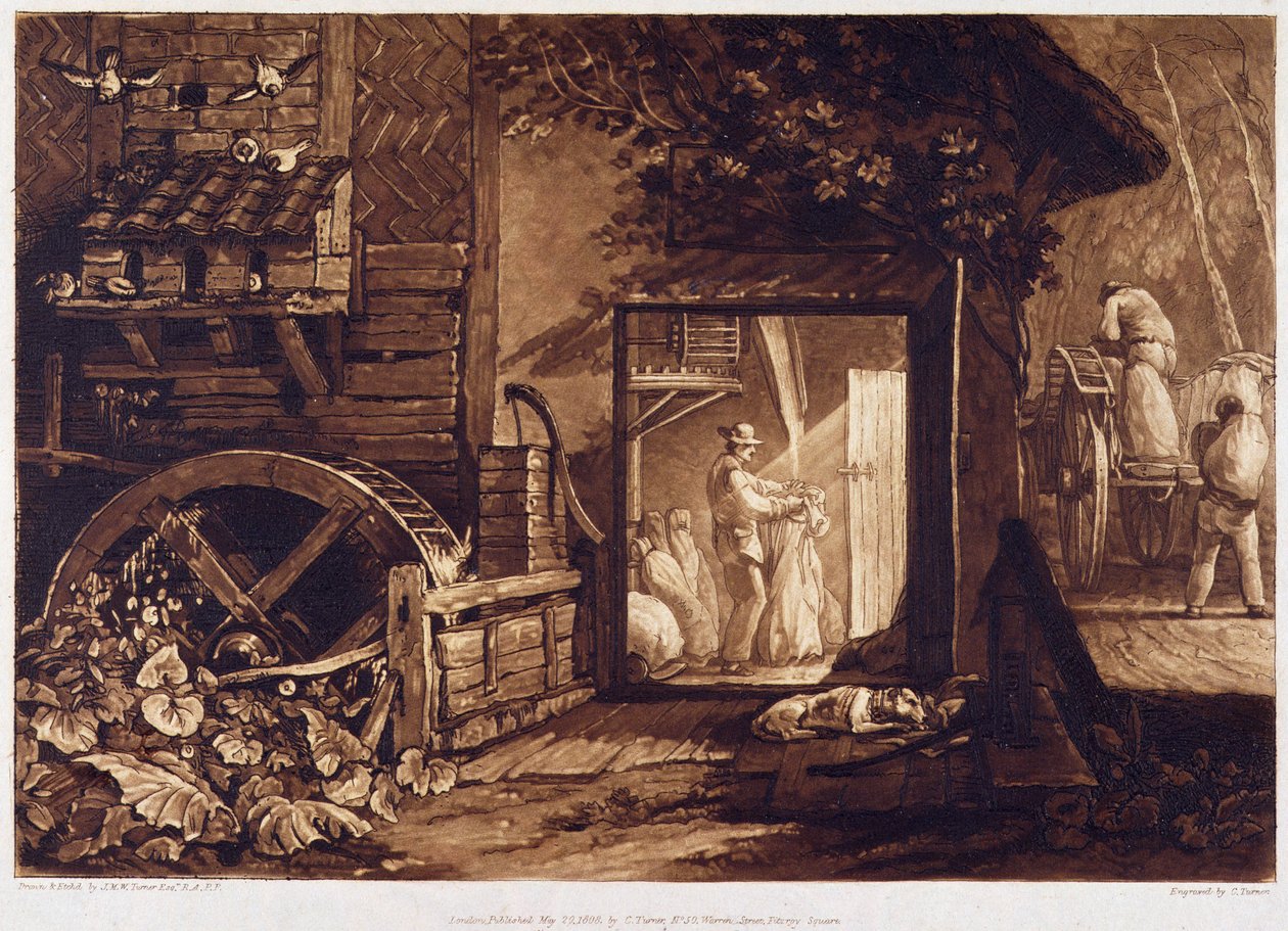 Pembury Mill, Kent, Charles Turner (1773-1857) 1853-74 tarafından oyulmuş by Joseph Mallord William Turner