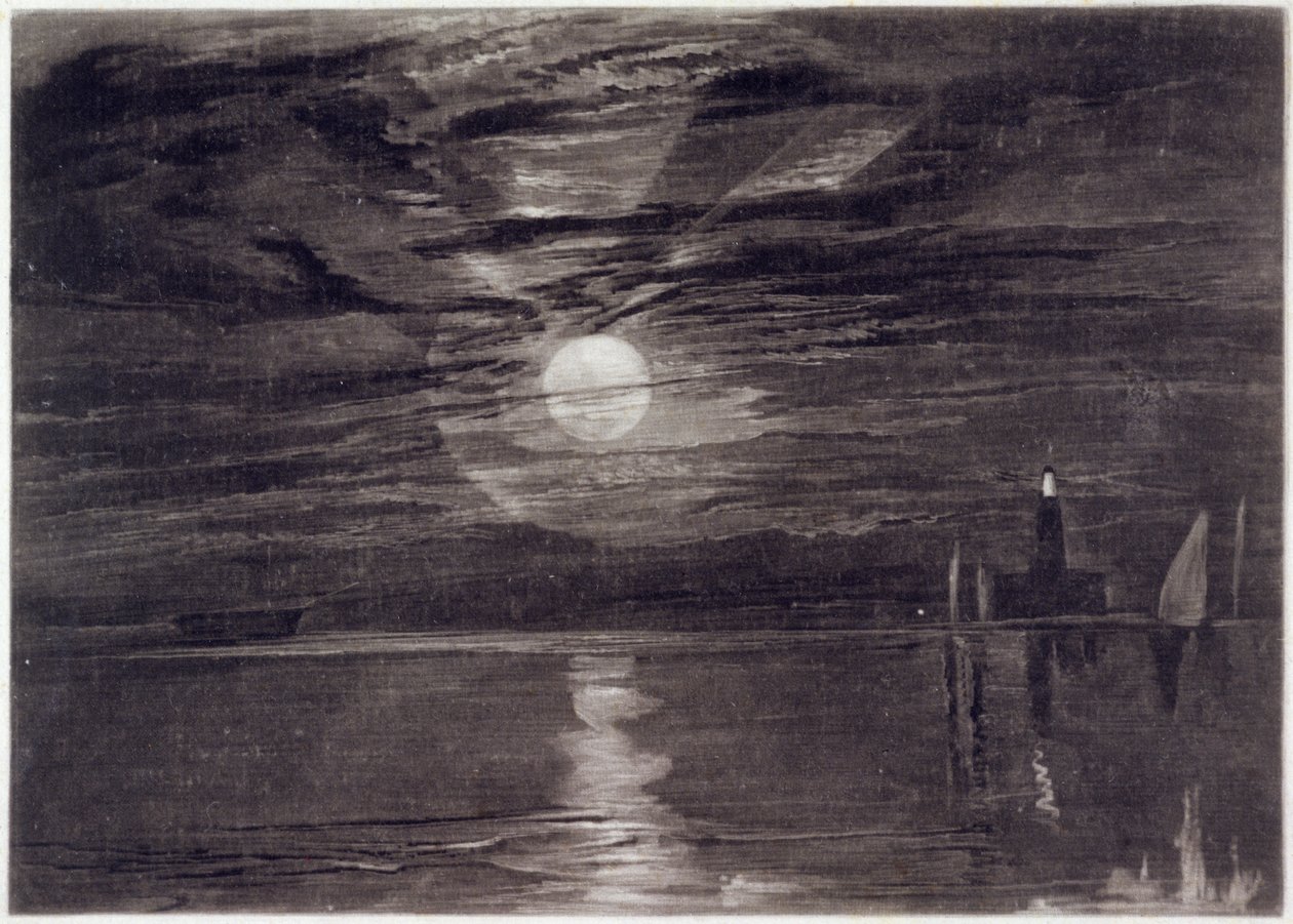 Shields Deniz Feneri, c.1825 (mezzotint) by Joseph Mallord William Turner
